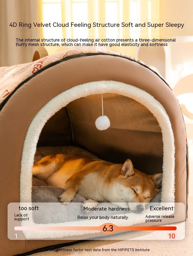 Cama de Cachorro Grande Ninho de Inverno Quente Casa de Cachorro Removível e Lavável Tipo Casa de Cachorro Grande Sazonal Suprimentos para Dormir de Animais de Estimação, Ninho de Gato