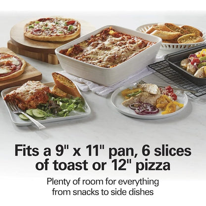 Forno Torradeira para 6 Fatias com Porta Basculante Coze Grelha Tosta Desligamento Automático Fácil Acesso 1400W Temporizador de 30 Minutos Eletrodoméstico de Cozinha