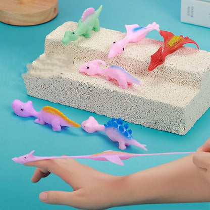 10/20PCS Creative Dinosaur Kids Stress Relief Toys Soft Rubber Finger Slingshot Novelty Toy Birthday Gifts Children Party Gifts