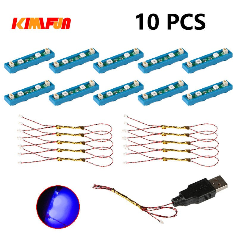 10PCS 0.8mm Pin RGB LED Building Blocks USB Lamp DIY Street Light City Electric Decorate 1X1 Brick Toy Compatible All Brands
