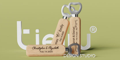 12PCS Custom Wedding Gift Bottle Opener Wedding Favors for Guests Personalized Wooden Opener as Gift for Wedding Decoration