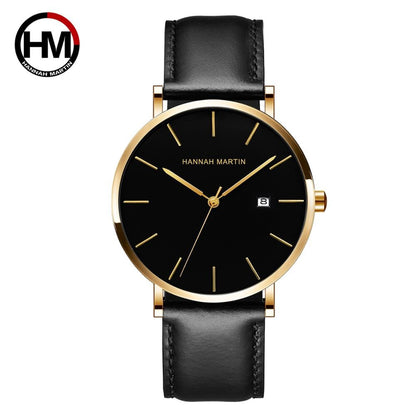 Classic Bauhaus Design Men Watch Dark Blue  Japan Quartz Waterproof Stainless Steel Fashion Business Calendar Ultra Thin Watches