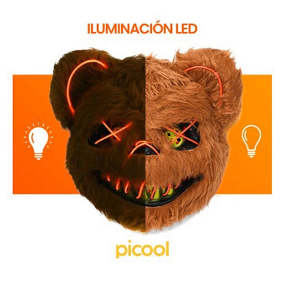 Halloween Cosplay Party Luminous LED Light Face Mask Make-up Horror Rabbit Bear Mask Headgear Cartoon Animal Carnival Head Cover