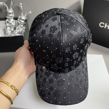 Fashion Retro Diamond Luxury Rhinestone Baseball Cap Satin Streetwear Hip Hop Hat Bones Snapback Ponytail Peaked Hats Caps Men