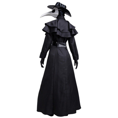 Plague Doctor Bird Cosplay Costume Medieval Hooded Robe Horrord Monk Steampunk Cloak Halloween Carnival Adult Kids Lantern Stick