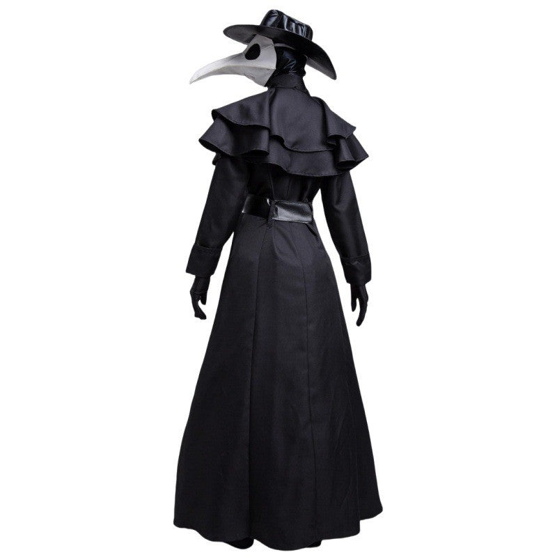 Plague Doctor Bird Cosplay Costume Medieval Hooded Robe Horrord Monk Steampunk Cloak Halloween Carnival Adult Kids Lantern Stick