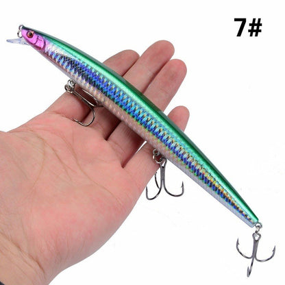16 Cores 18cm 24g Isca Artificial Minnow Laser Crankbait Dura Plástico Grande Isca Falsa para Pesca Marítima