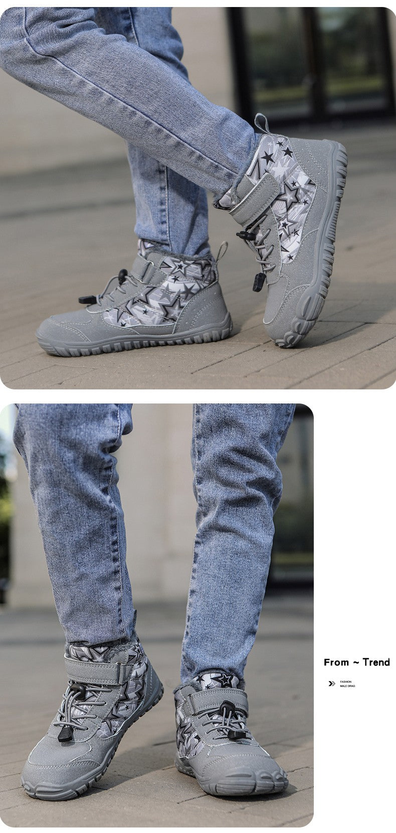 Waterproof Kids Barefoot Snow Boots 2025 New Wide Toe Winter Warm Fur Lined Shoes for Boys Girls Cold Weather Outdoor Sneakers