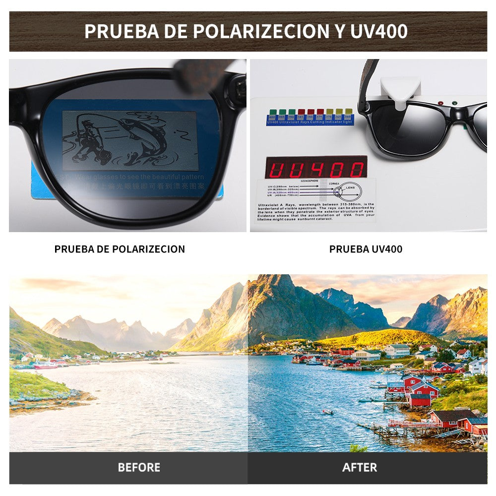 Óculos de Sol Masculinos e Femininos Polarizados de Bambu Madeira GM S5097 Oval