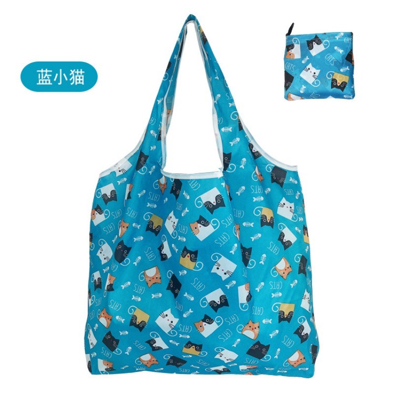 Cartoon Dog Cat Reusable Shopping Bag Nylon Foldable Grocery Bag Creative Eco friendly Handbag Lightweight and Durable