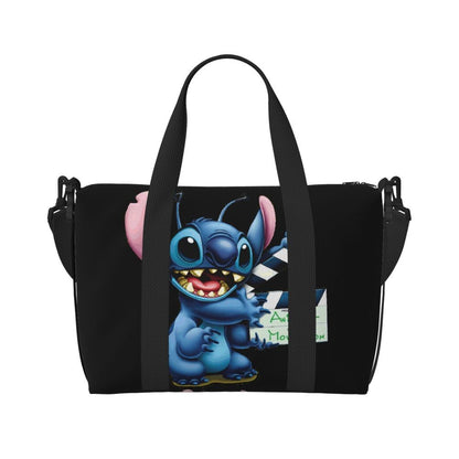 Custom Large SLilo And Stitch Cartoon Tote Bag Women Anime Shopping Shoulder Beach Gym Travel Bag