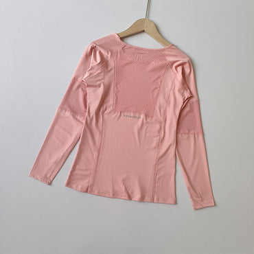 Women's Long Sleeve Workout Top Quick-Dry Slim Fit Running Shirt Breathable Yoga T-Shirt for Gym Training