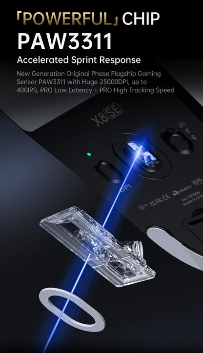 ATTACK SHARK X8 SE Wireless Gaming Mouse,25000 DPI,2.4G Wireless/Bluetooth/Wired Connection, Customized Mouse