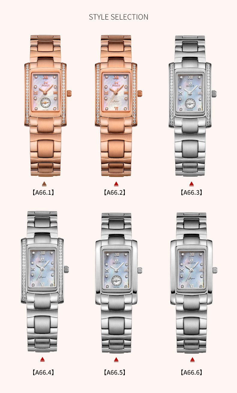 Classic square waterproof stainless steel material women's quartz watch