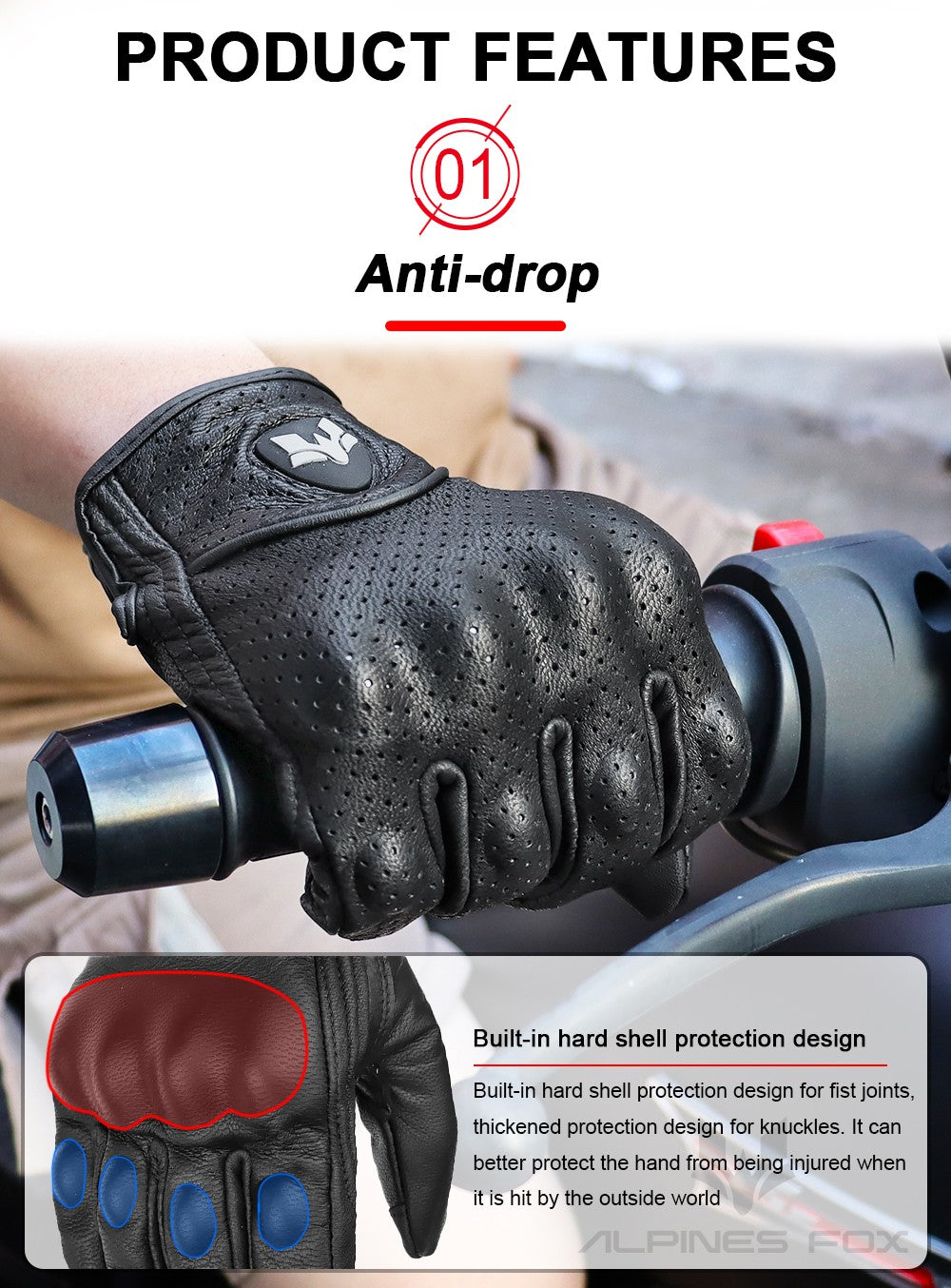 Luvas de Couro Perfurado Retrô de Verão para Motocicleta Masculino Feminino Luvas de Dedo Completo para Motocross Motoqueiro Guantes Moto Equipamento M-XXL
