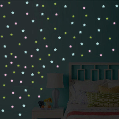 100pcs Luminous Wall Stickers Stars shine in the dark Sticker Decals for Kids Baby rooms Colorful Fluorescent Stickers Home deco