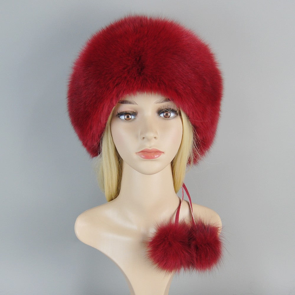 Nova Touca de Luxo de Inverno 100% Pelo de Raposa Natural Toucas de Pelo de Raposa Real de Qualidade para Mulheres Toucas de Pelo de Raposa Genuíno para Meninas