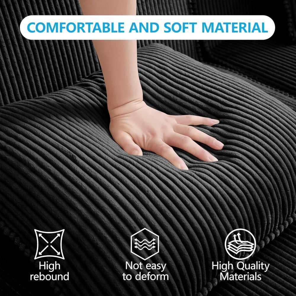 153.5" Luxury Modular Sectional Cloud Couch – Boneless Deep-Seat Corduroy Sofa for Living Room, Modern & No Assembly