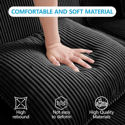 153.5" Luxury Modular Sectional Cloud Couch – Boneless Deep-Seat Corduroy Sofa for Living Room, Modern & No Assembly