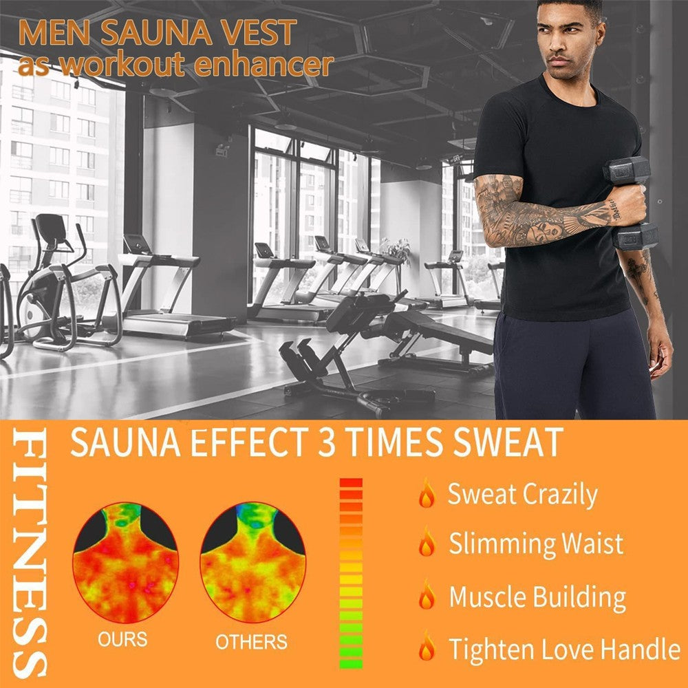 1PC Unisex Sauna Suit Short Sleeve Sweat Shirt Workout Vest for Gym Sport Fitness Body Shaper Slimming Top for Men And Women