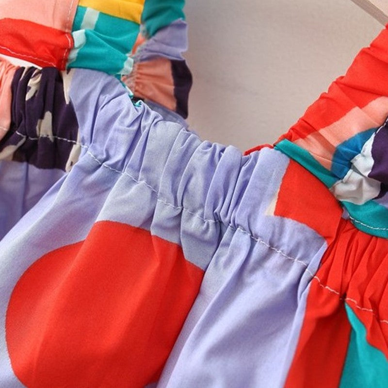 Baby Girls Clothing Sets Summer Suspender Top Color Matching Floral Vest + Children'S Casual Pants Little Kids Clothes Suit