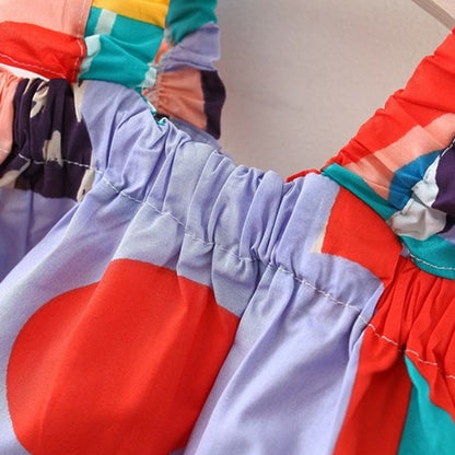 Baby Girls Clothing Sets Summer Suspender Top Color Matching Floral Vest + Children'S Casual Pants Little Kids Clothes Suit