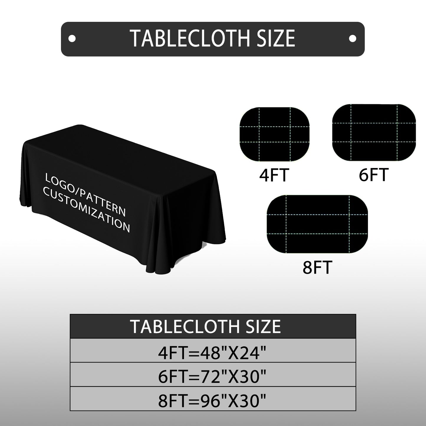 custom tablecloths logo 4FT/6FT/8FT Kitchen  Tablecloth Fitted, Washable and Wrinkle Resistant Rectangular Patio Table Cover