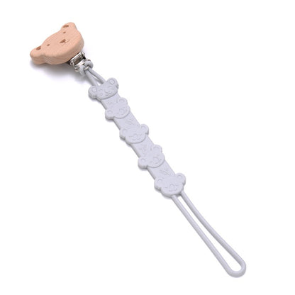 Cartoon Animal Wooden Baby Pacifier Clip Silicone Teether Nipple Holder Chain For Baby Dummy Anti-Drop Chain Oral Care Chew Toy