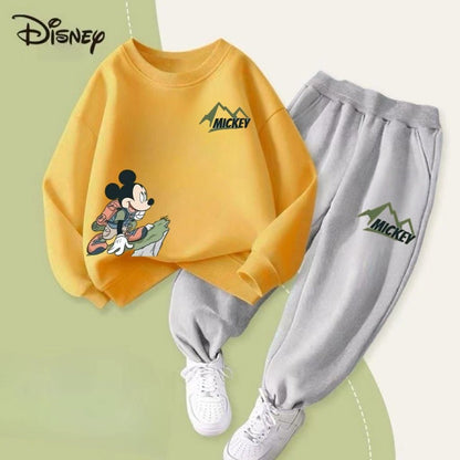 Autumn Baby Girls Boys Clothes Set Children Disney Mickey Printing Sweatshirt Top and Pants Bottom 2Pieces Suit Cotton Tracksuit