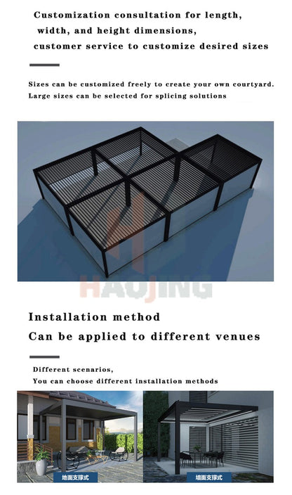 Outdoor Garden Gazebo Sun Room Waterproof Aluminum Pavillion 4x3 3x6 Electric Metal Louvred Pergola Bioclimatica roof Customized
