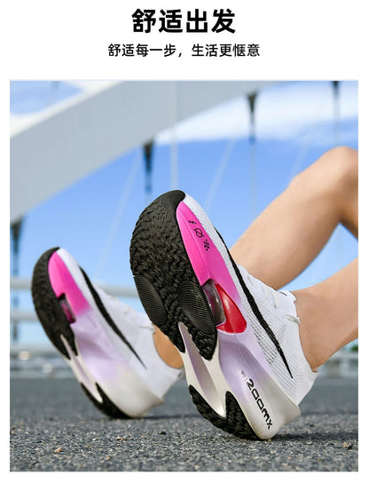 Tênis Esportivo Masculino de Corrida Maratona Amortecimento a Ar Placa de Carbono Respirável Leve Feminino Confortável Atlético Caminhada Corrida