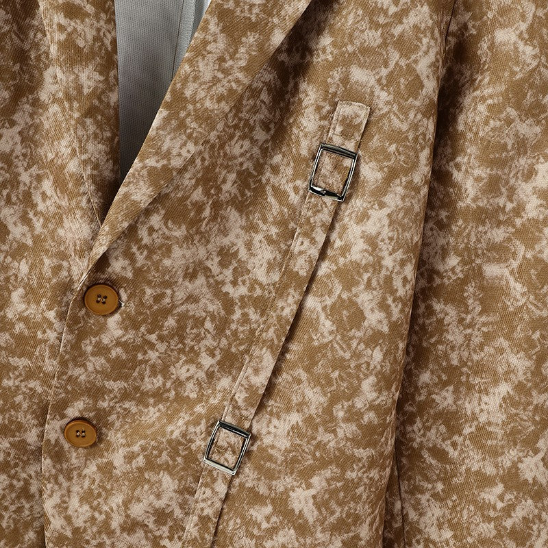 INCERUN Men Blazer Printing Hollow Out Lapel Long Sleeve Male Suit Streetwear Elegant Fashion Casual Thin Coats Men Blazer S-5XL