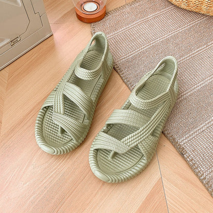 Men's Beach Sandals Summer Vacation EVA Non-Slip Straw Sandals Fashion Couple Flip Flops Soft Outdoor Breathable Casual Shoes