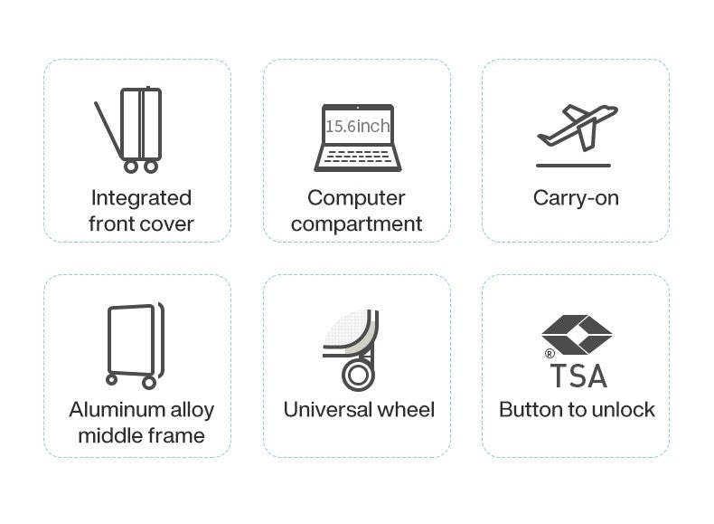 Hanke New Design Luggage Business Travel Suitcase Carry On Boarding Cabin Trolley Case PC Material Rolling Spinner Wheels