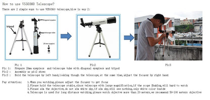 Visionking Professional 50360 Refraction Astronomical Telescope 90x To See The Moon Stars Birdwatching Monocular Beginner Kids
