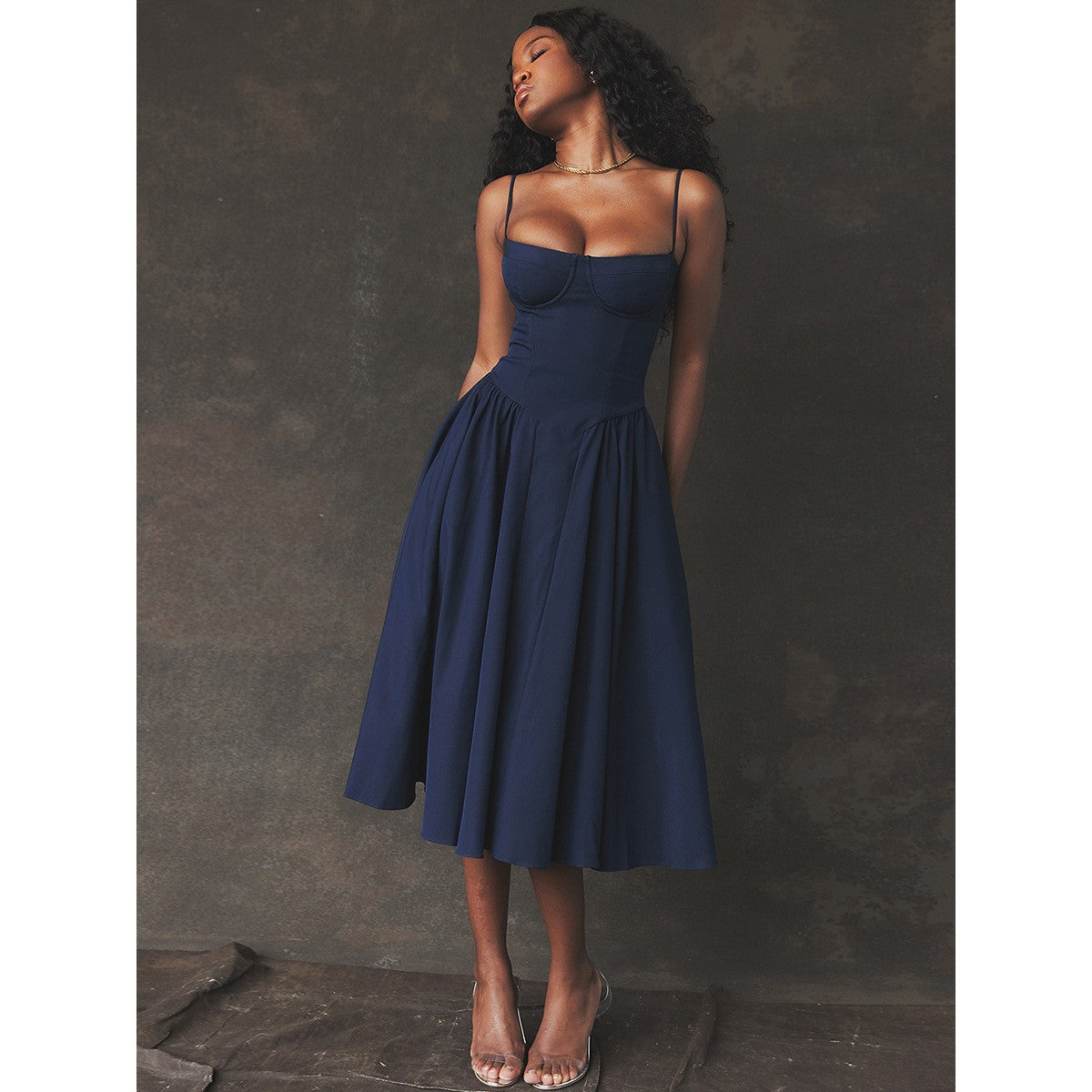 Summer Women Elegant Sleeveless Backless Pleated Dresses Lady Sexy Solid Sling M