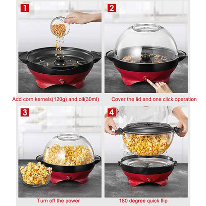 Máquina de pipoca elétrica doméstica 850W máquina de pipoca quente automática pipoqueira caseira DIY Popcorn Movie Snack Sonifer Popper