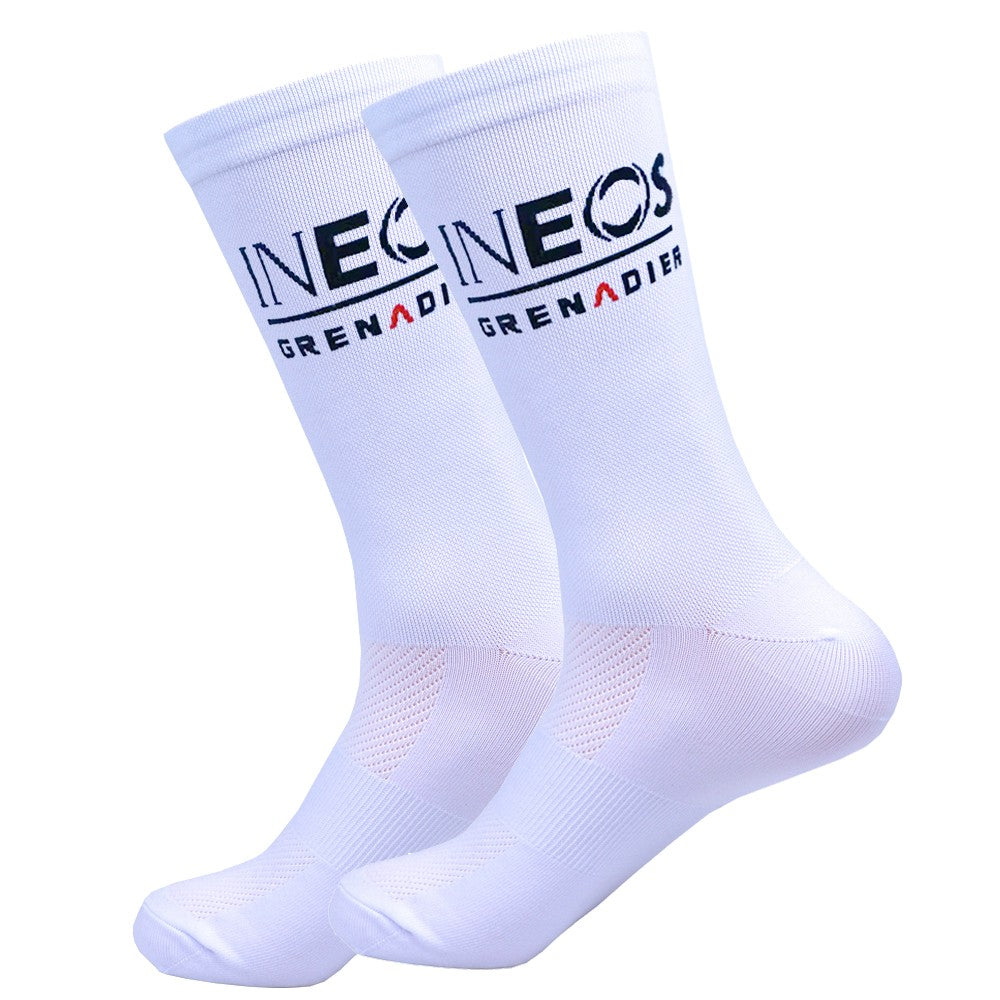 New White UAE Team INEOS Cycling Socks Non Slip Soccer Socks Cushioned Breathable For Running Basketball Bike Sports Grip Socks