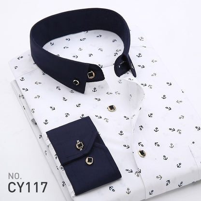 Quality Plaid Casual Men's Shirt Slim Fit Formal & Business Party Man Spring Long Sleeve New Men Floral for Mens Dress Shirt