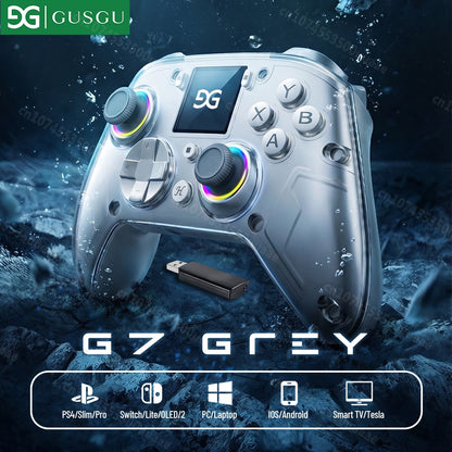 GUSGU G7 1.44-inch Smart Screen Wireless Controller 3 Modes for Switch PS4 IOS Android TV PC Tesla Gamepad, Same Product for X01