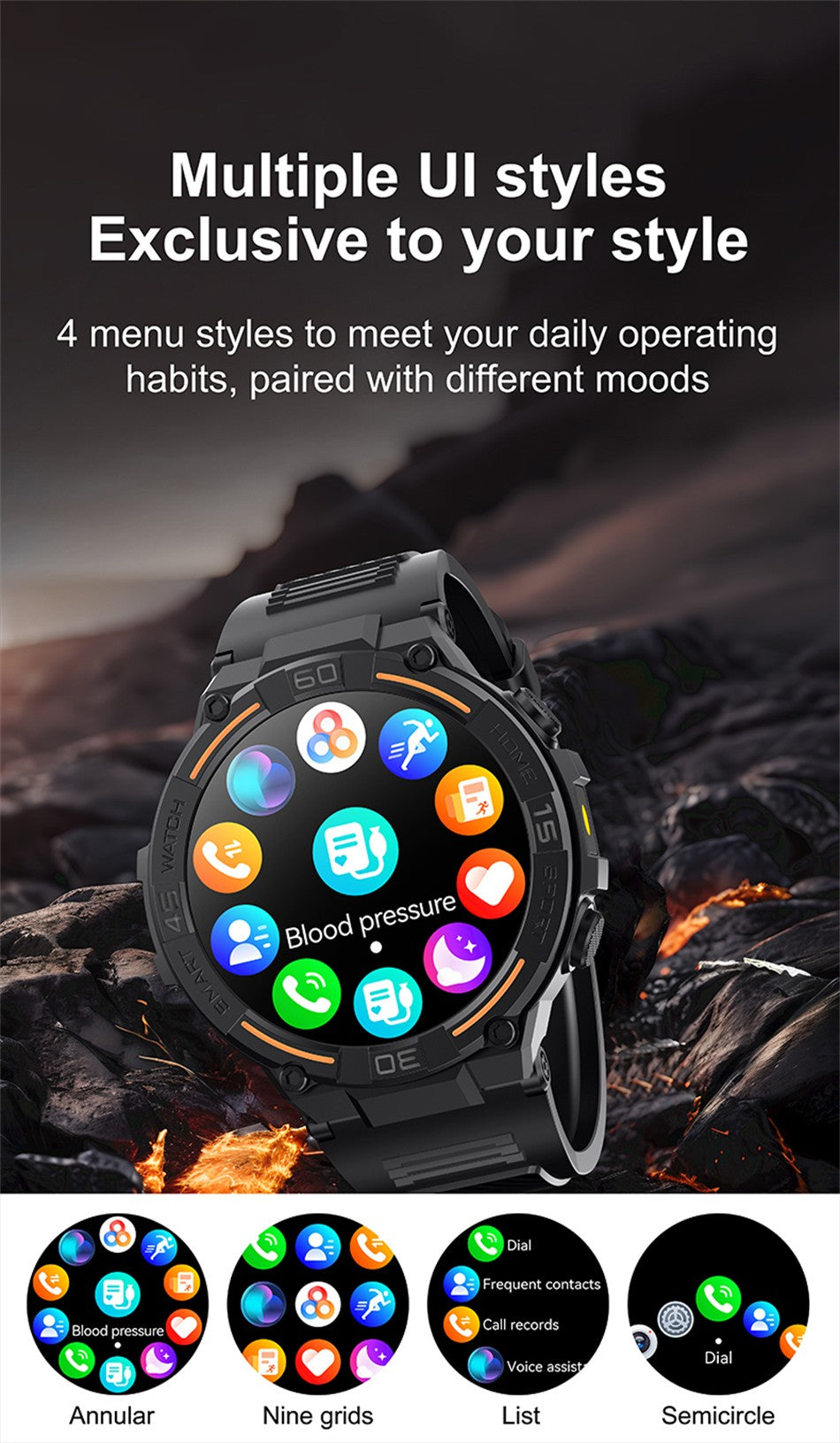 Smartwatch Militar de Outdoor 2025 Novo GPS Display Ultra HD de 1.52" Chamada Bluetooth Frequência Cardíaca IP69K À Prova D'água AI Smartwatch Masculino