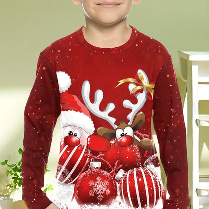 Children's Clothing Boys Tshirt Long Sleeve Santa Claus Print Children Spring Fall Clothes Stylish Christmas Party Girl Clothes