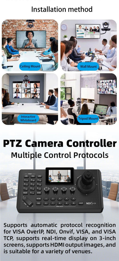 Video Conference Camera Kit 4K PTZ Camera 20X Zoom NDI SDI HDMI IP USB Church live broadcast NDI PTZ camera Controller 1-8pcs