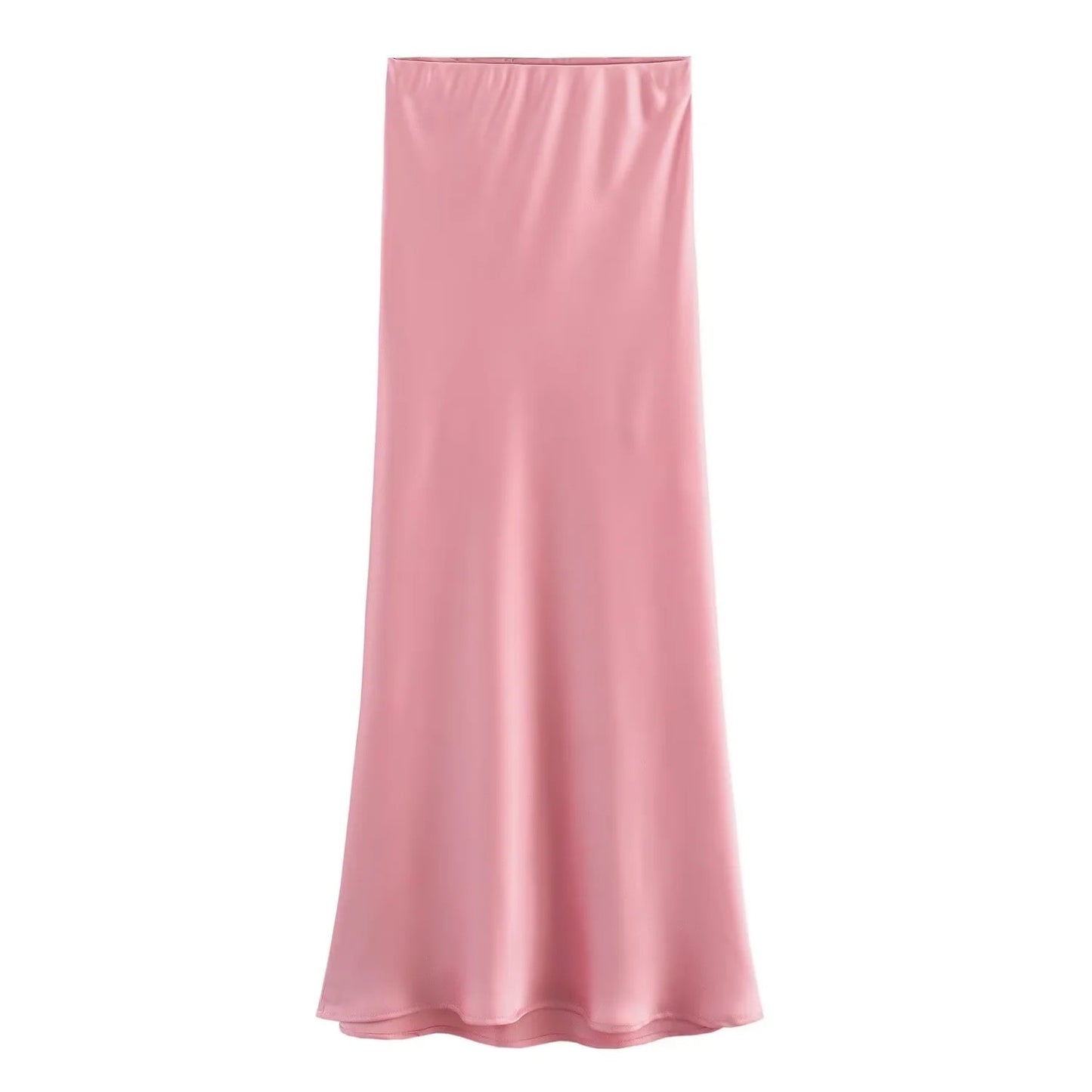 XNWMNZ Women's Fashion 2023 Flowing Satin Midi Skirt Women Vintage Elastic High