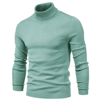 2021 New Winter Men Turtleneck Sweater Casual Solid Color Warm Pullover High Quality Slim High Neck Long Sleeve Sweater Men