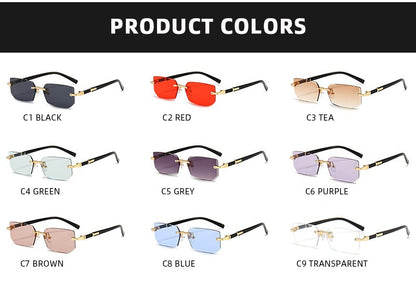 Óculos de Sol da Moda Sem Aro Masculino Feminino Populares Sem Armação Óculos de Sol Masculino Feminino Clássico Pequeno Quadrado Verão Viagem Sombras