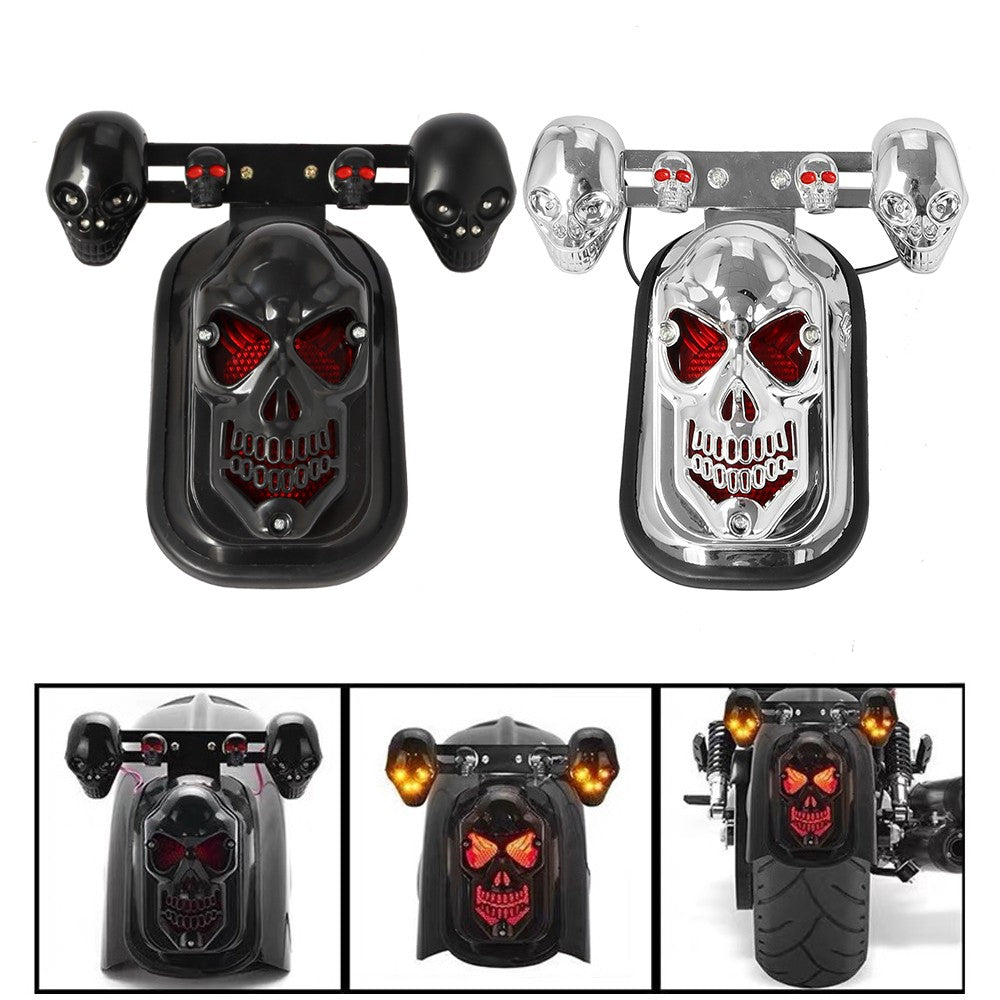 Para-lama traseiro de motocicleta com lâmpada de freio e luzes de placa Caveira Cruzada em Formato de Lápide Para Harley Chopper Bobber Personalizada