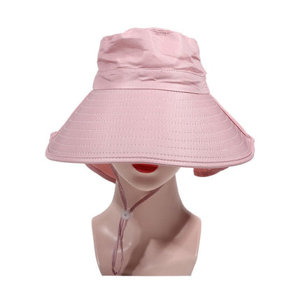 Chapéu de Proteção Solar de Verão Feminino, Viseira para Sol, Pesca, Caminhada, Viagem, Proteção de Pescoço, Lenço, Chapéu de Balde