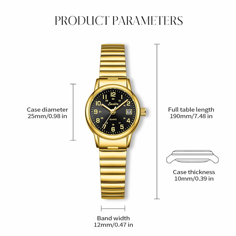 SUNKTA elegant Women's Watch 12/24 waterproof calendar women's quartz wrist watch fashion ladies vintage watches reloj de mujer