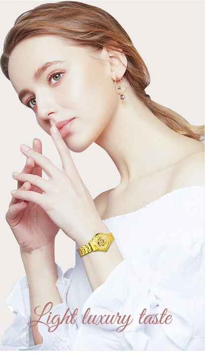 2024 Diamond Steel Skeleton Dial Golden Phoenix Women Fashion Automatic Watch Luxury Waterproof Mechanical Girl Wrist Lady Clock